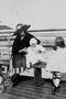 Mother, Dana Vickers, Lillian, and sister, Dana Fekel, on the boardwalk in Ocean City, New Jersey.  In June 1921, Lillian was 11 months old.